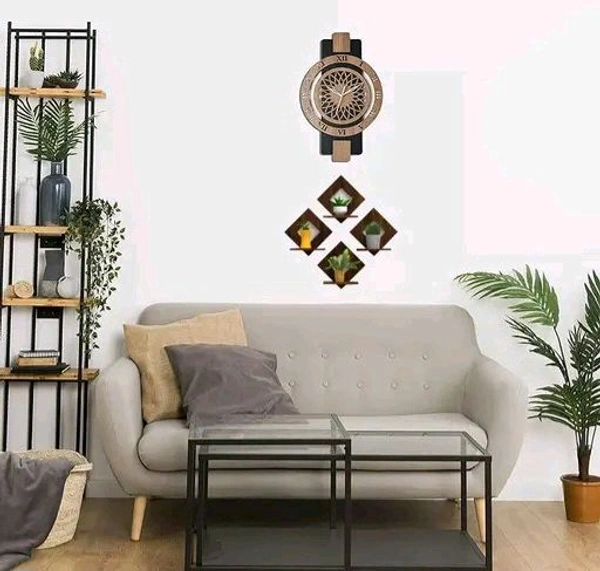 Shadow Wooden Silent Quartz Movement Wall Clock 