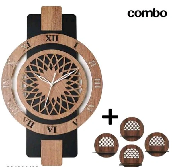 Shadow Wooden Silent Quartz Movement Wall Clock 