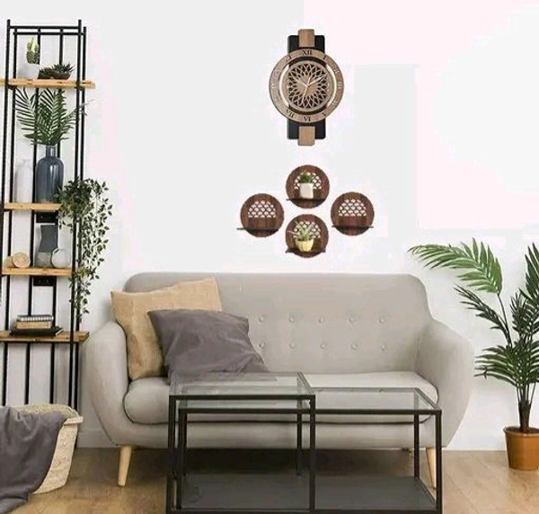 Shadow Wooden Silent Quartz Movement Wall Clock 