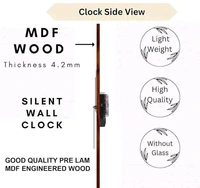 Shadow Wooden Silent Quartz Movement Wall Clock 