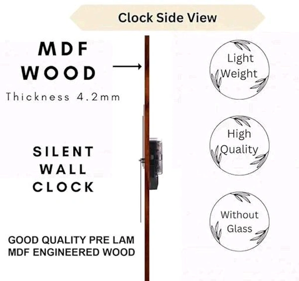 Shadow Wooden Silent Quartz Movement Wall Clock 