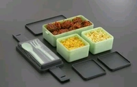 Airtight Leak Proof Lunch Box 3 Compartment  - Green