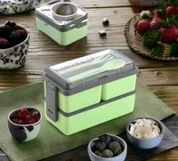 Airtight Leak Proof Lunch Box 3 Compartment  - Green