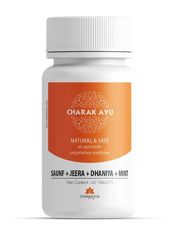 Charakayu Saunf Jeera Dhaniya Mint 60 Tabs