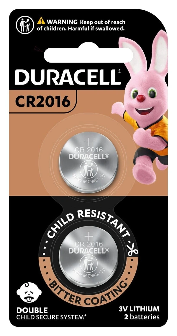 Duracell Specialty CR2016 Lithium Coin Battery 3V – Pack of 2
