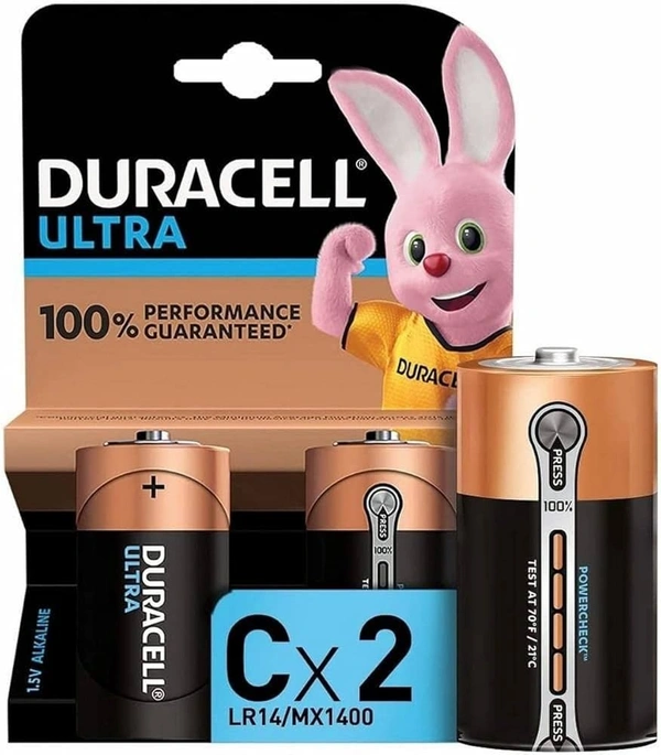 Duracell Ultra C Alkaline Batteries – Pack of 2 | Long-Lasting & Reliable Power