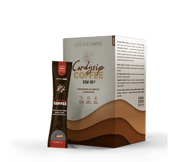 Astoneaone Herbonutrigenx Cordysip Coffee with Cordyceps & Ashwagandha KSM66 – 20g x 25 Sachets