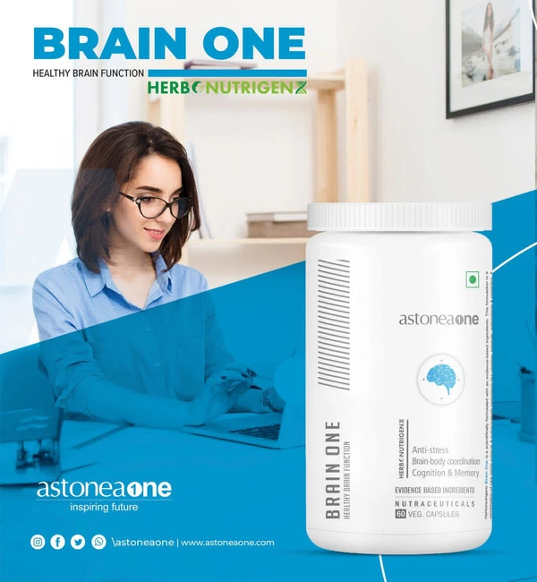 Astoneaone Herbonutrigenx Brain One Cognitive Wellness & Antioxidant Supplement with Herbal & Nutrient Blend – 60 Capsules