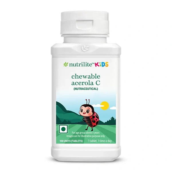 Amway Nutrilite Kids Chewable Acerola C – Vitamin C Supplement for Children, 100 Tablets