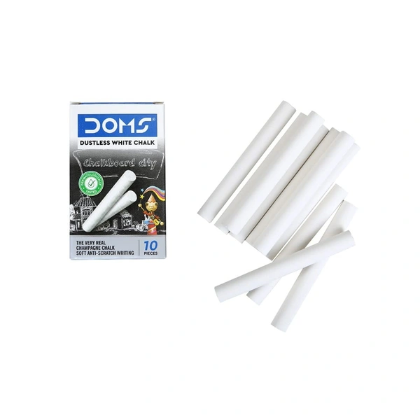 Doms Non-Toxic Dustless White Chalk (50 Pieces) - 5