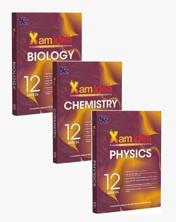 Exam idea Xam idea PHYSICS, CHEMISTRY, BIOLOGY Class - 12 | CBSE Board | Chapterwise Question Bank | Based on Revised CBSE Syllabus | NCERT Questions Included | 2025-26 Exams  [Set of 3 Books] - Exam Idea Editorial Board, English, Paprback