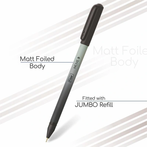 Flair FLAIR Move Fine Tip Ball Pen | Minimalistic & Aesthetic Matt Finish Pastel Body Colors | Effortless Writing With Sleek Clip Design | Blue & Black Ink, Pack Of 20 Pens