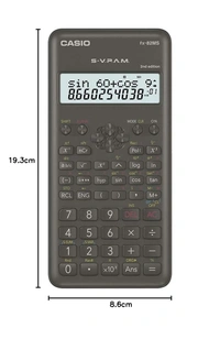Casio FX-82MS 2nd Gen Non-Programmable Scientific Calculator, 240 Functions and 2-line Display - Black