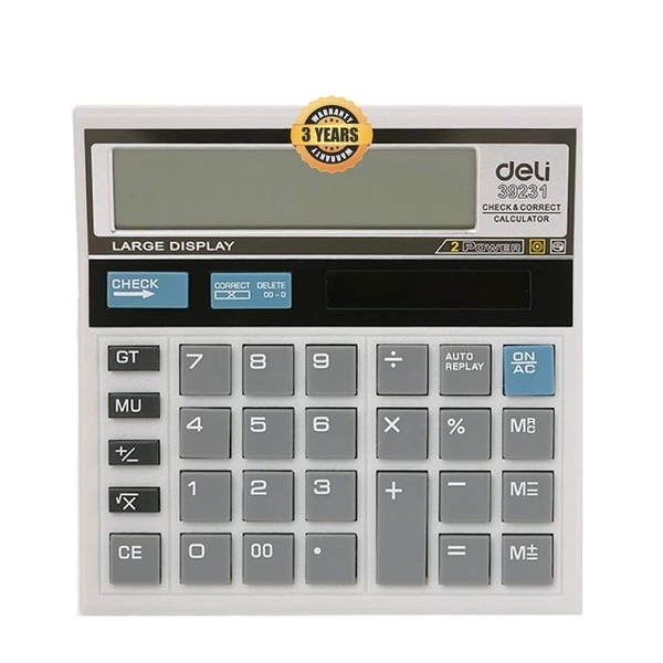 Deli deli W39231N 12 Digit GT Basic Calculator for Office with Step Check & Correct Function | 3 Years Warranty - White