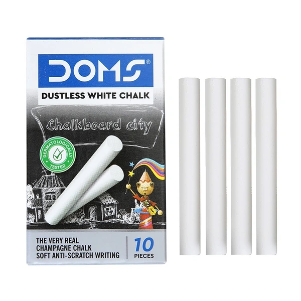Doms Non-Toxic Dustless White Chalk (50 Pieces) - 5