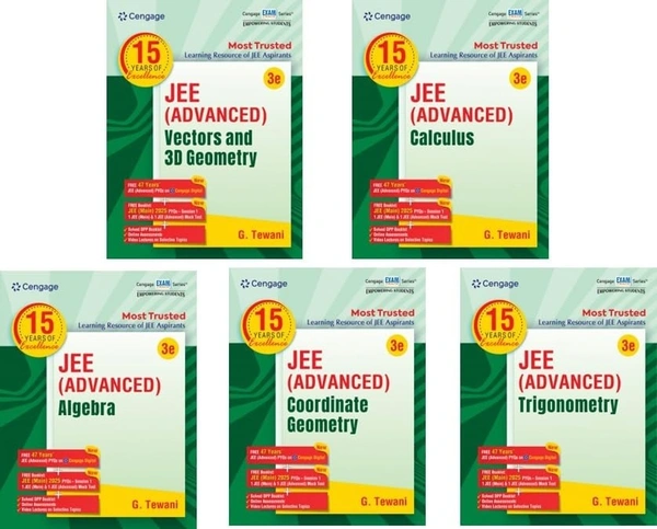 Cengage Mathematics Combo for JEE Advanced: Algebra + Calculus + Coordinate Geometry + Trigonometry + Vectors and 3D Geometry Set of 5 Books with Free Online Assessments & Digital Content (Concept videos and Solution videos) - For 2026 Exams