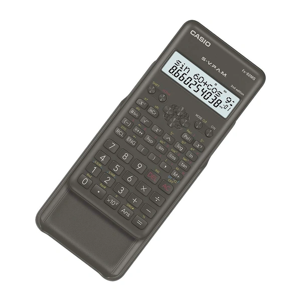Casio FX-82MS 2nd Gen Non-Programmable Scientific Calculator, 240 Functions and 2-line Display - Black