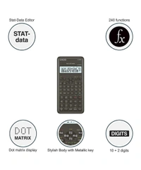 Casio FX-82MS 2nd Gen Non-Programmable Scientific Calculator, 240 Functions and 2-line Display - Black