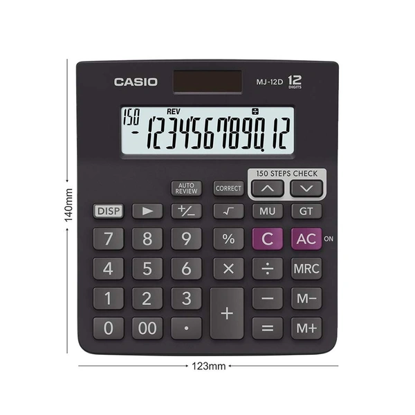 Casio MJ-12D 150 Steps Check and Correct Desktop Financial Calculator - Gray