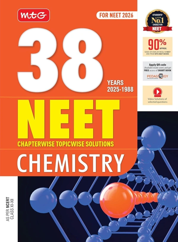 MTG CHEMISTRY 38 Years NEET Previous Year Solved Question Papers with NEET PYQ Chapterwise Topicwise Solutions | Get Free access of Video Solutions & Smart Book- For NEET 2026 Exam