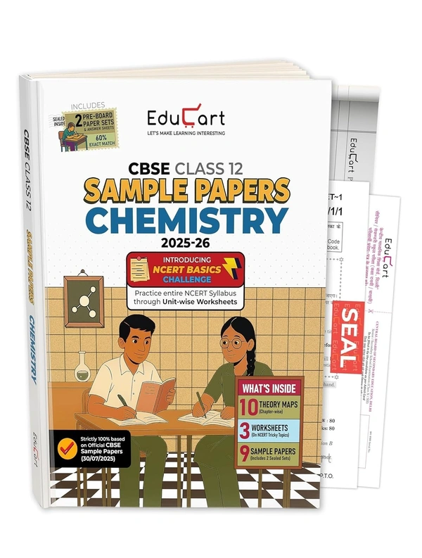 Educart CHEMISTRY Sample Papers 2025-26 - Class 12  (Based on Latest CBSE Sample Papers Released, for 2026 Exam)