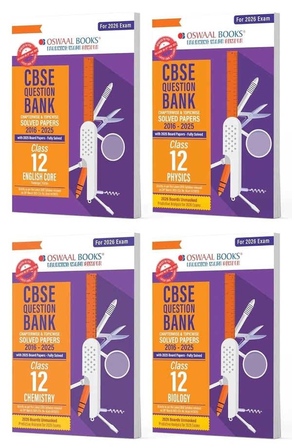 Oswal Oswaal PHYSICS, CHEMISTRY, BIOLOGY, ENGLISH Question Bank Chapterwise and Topicwise Solved Papers [2024-25] - Class 12  [Set of 4 Books] - Oswaal Editorial Board, English, Paperback