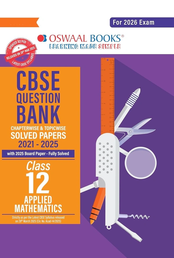 Oswal Oswaal APPLIED MATHEMATICS Question Bank Chapterwise and Topicwise Solved Papers [2024-25] - Class 12 - Oswaal Editorial Board, English, Paperback