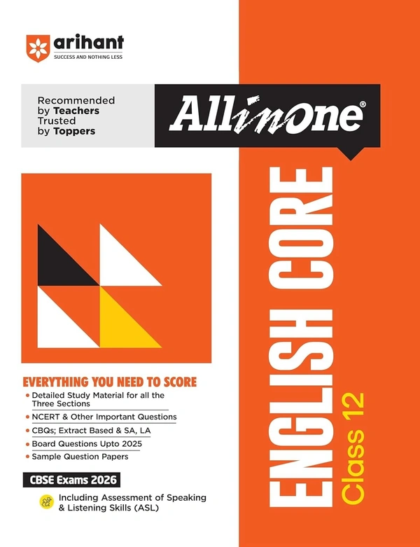 Arihant All In One ENGLISH CORE | Based On Latest NCERT | Mind map in each chapter | Clear & Concise Theory | Intext & Chapter Exercises | Sample Question Papers [2025-26] - Class 12 Class