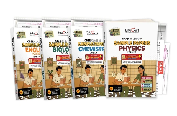 Educart (PHYSICS, CHEMISTRY, BIOLOGY, ENGLISH) [Set of 4 Books] Sample Papers 2025-26 - Class 12  (Based on latest released CBSE Sample Papers, for 2026 Exam) 