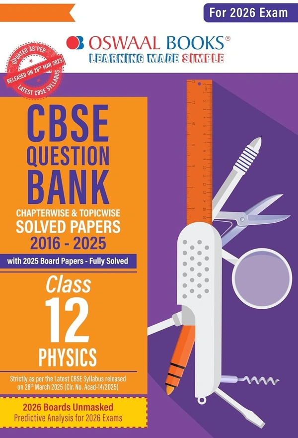 Oswal Oswaal PHYSICS Question Bank Chapterwise and Topicwise Solved Papers [2025-26] - Class 12 - Oswaal Editorial Board, English, Paperback