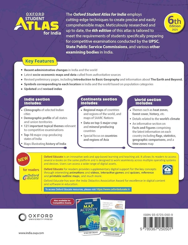 Oxford Student Atlas for India | 6th Edition | For UPSC and Competitive Exams | Latest Edition - 2025