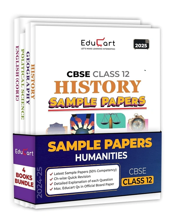 Educart (HISTORY, POLITICAL, GEOGRAPHY, ENGLISH) Sample Papers 2024-25 - Class 12  (With exclusive CBSE Mock Booklets for 2025 Exam) - English, Paperback