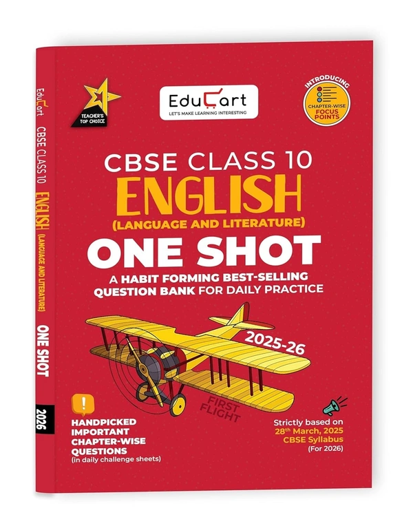Educart ENGLISH (Language & Literature) One Shot Question Bank based on new syllabus (for 2026 Exams) -  Class 10