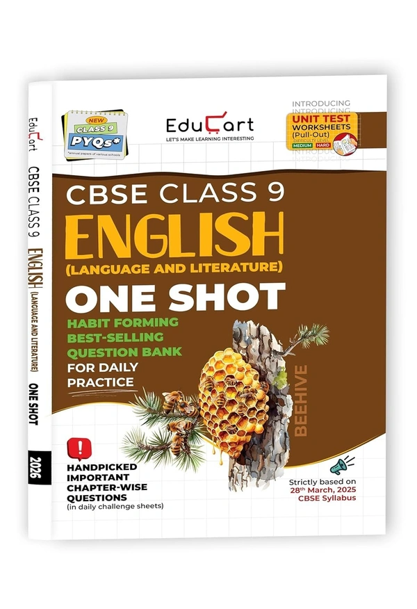 Educart ENGLISH (Language & Literature) One Shot Question Bank (for 2026 Exams) -  Class 9