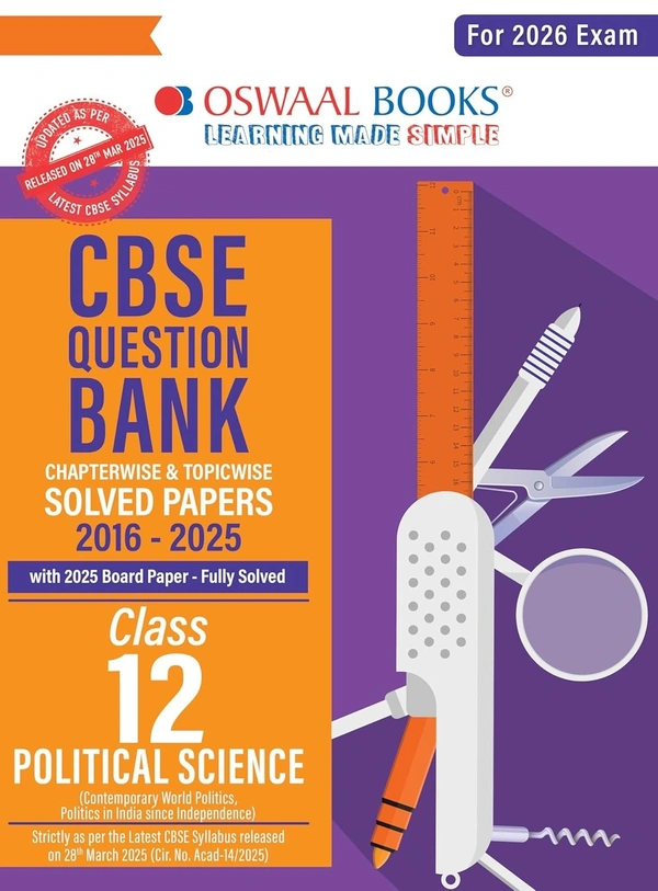 Oswal Oswaal POLITICAL SCIENCE Question Bank Chapterwise and Topicwise Solved Papers [2024-25] - Class 12 - Oswaal Editorial Board, English, Paperback