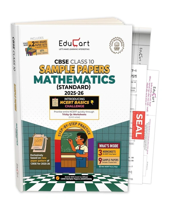 Educart MATHEMATICS (Standard) Sample Papers 2025-26 - Class 10  (Introducing exclusive step-by-step new practice concept on 2026 pattern)