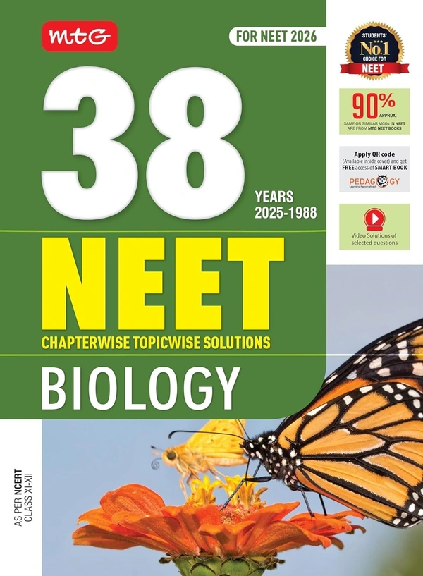 MTG PHYSICS, CHEMISTRY, BIOLOGY 38 Years NEET Previous Year Solved Question Papers with NEET PYQ Chapterwise Topicwise Solutions | Get Free access of Video Solutions & Smart Book - For NEET 2026 Exam [Set of 3 Books]