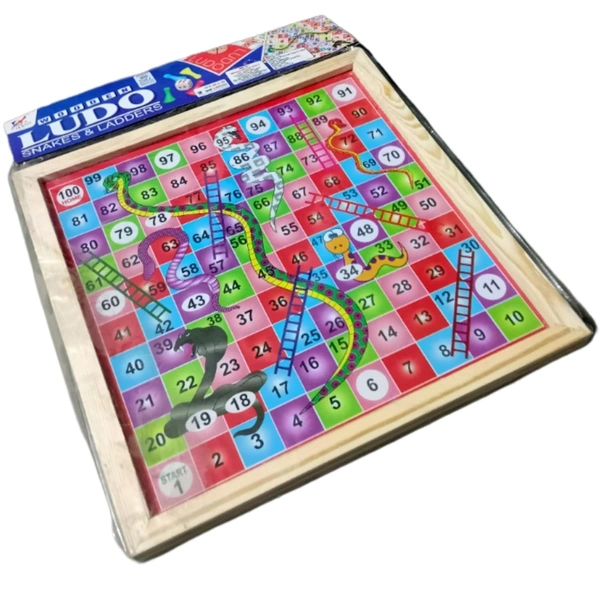 Generic Wooden Classic Snake & Ladders Board Game, Traditionally Family Game