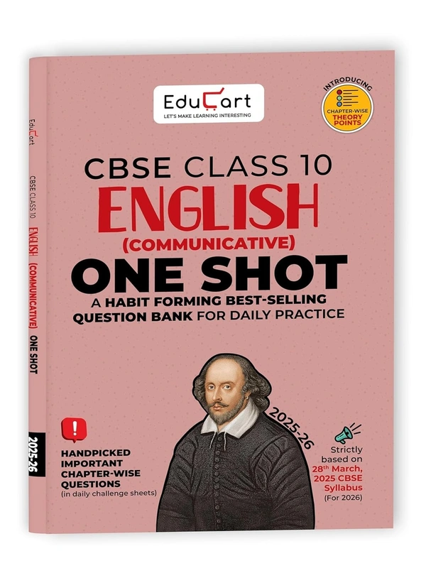 Educart ENGLISH (Communicative) One Shot Question Bank based on new syllabus (for 2026 Exams) -  Class 10