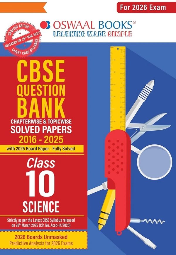 Oswal Oswaal SCIENCE - Question Bank, Chapterwise & Topicwise Solved papers [2025-26] - Class 10 - English, Paperback