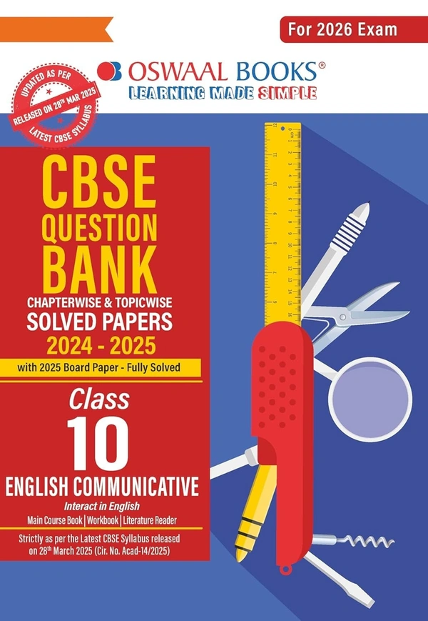 Oswal Oswaal ENGLISH COMMUNICATIVE Question Bank, Chapterwise & Topicwise Solved papers [2025-26] - Class 10 - Oswaal Editorial Board, English, Paperback
