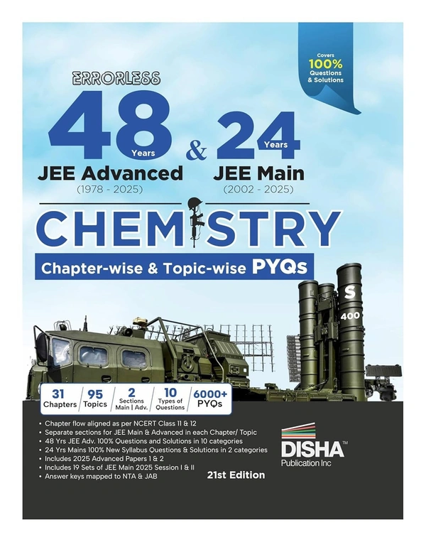 Disha Errorless CHEMISTRY 48 Years Chapter-wise & Topic-wise JEE Advanced (1978 - 2025) & 24 Years JEE Main (2002 - 2025) Solved Papers 21st Edition | Solved Papers Question Bank in NCERT Flow - For 2026 Exams