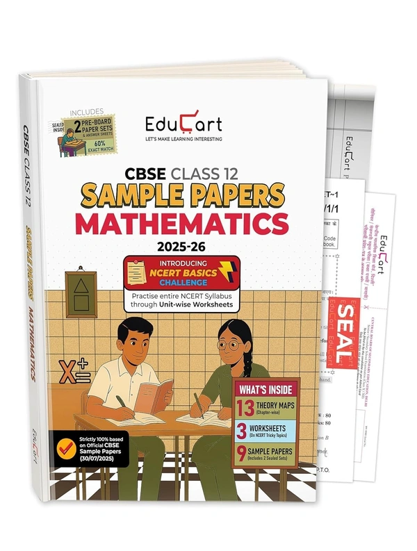 Educart MATHEMATICS Sample Papers 2025-26 - Class 12  (Based on Latest CBSE Sample Papers Released, for 2026 Exam)