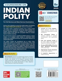 Mc Graw Hill Indian Polity Courseware (English), 8e by M Laxmikanth for UPSC CSE 2025-26 | 40+ Conceptual Videos | 95 Well-structured Chapters | 18 Insightful Appendices | Solved 13 Previous Years' Prelim Questions (2013–2025) | 12 Years' UPSC Main Exam Questions | Practice Questions