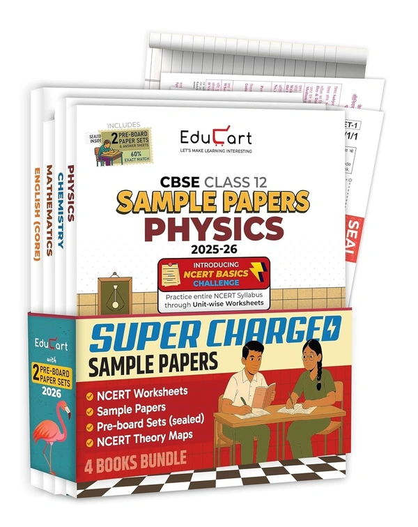 Educart (PHYSICS, CHEMISTRY, MATHS, ENGLISH) [Set of 4 Books] Sample Papers 2025-26 - Class 12  (Based on latest released CBSE Sample Papers, for 2026 Exam)
