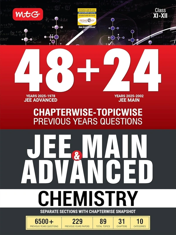MTG CHEMISTRY 48 + 24 Years JEE Main (2025-2002) and JEE Advanced (2025-1978) Chapter-wise Topic-wise Previous Years Solved Question Papers Book – JEE PYQ Question Bank For 2026 Exam