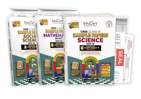 Educart SCIENCE, MATHS (STANDARD), SOCIAL SCIENCE (Set of 3 Books) Sample Papers 2025-26 - Class 10  (With exclusive CBSE Mock Booklets for 2026 Exam)