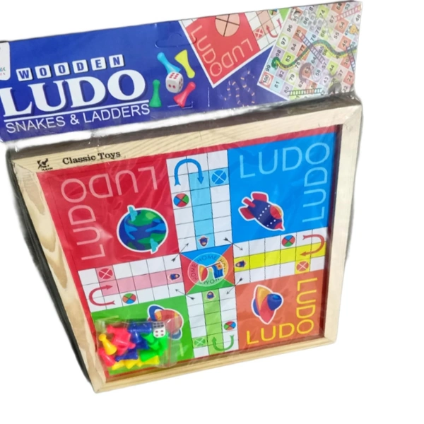 Generic Wooden Classic Snake & Ladders Board Game, Traditionally Family Game