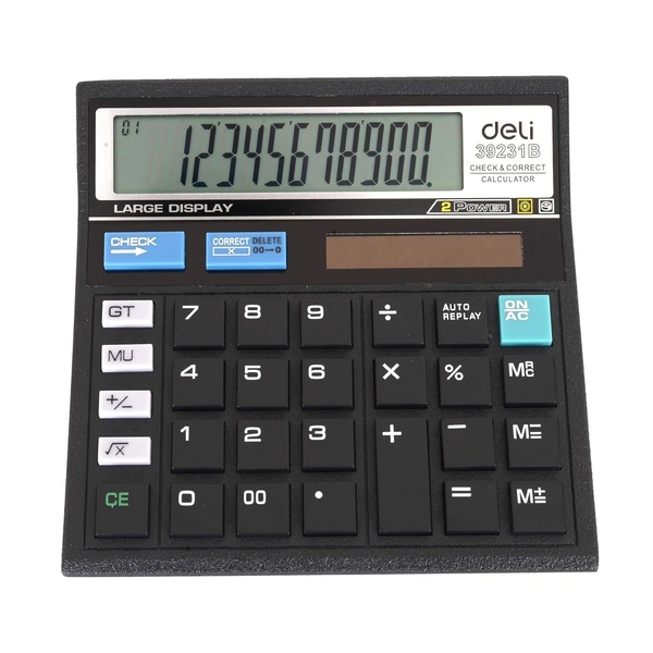 Deli deli W39231B 12 Digit GT Basic Calculator for Office with Step Check & Correct Function | 3 Years Warranty - Black