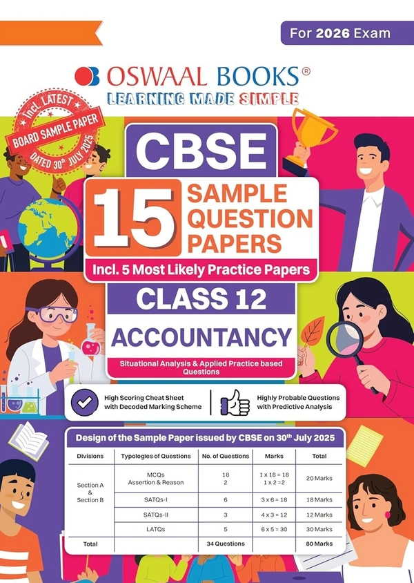 Oswal Oswaal ACCOUNTANCY 15 Sample Question Papers (As per CBSE Sample Question Paper issued on 30 July 2025) - Class 12  [For 2026 Exam]